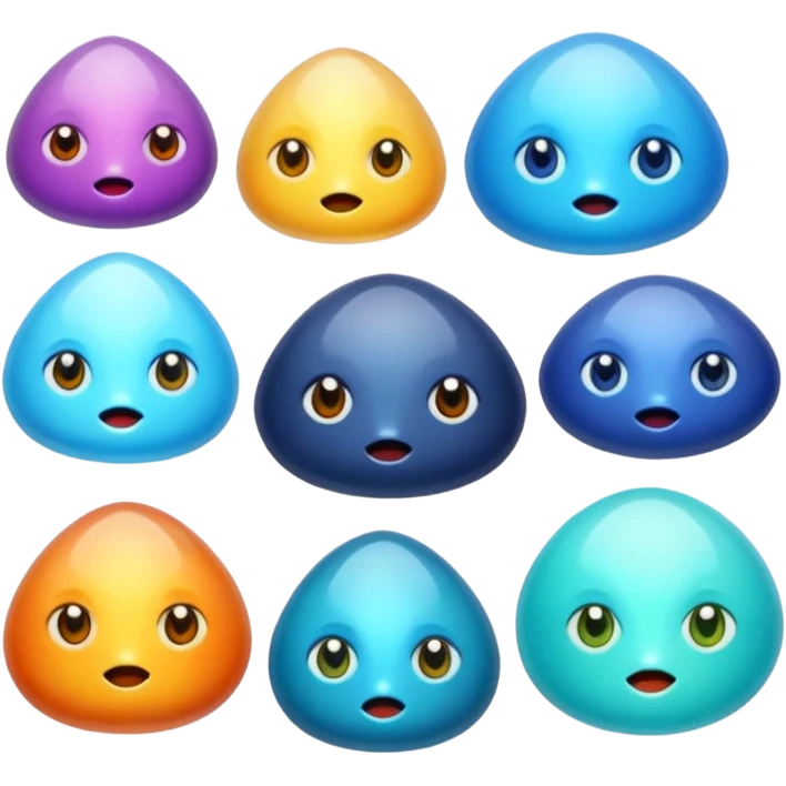 charactarised colorful minerals with eyes and mouth emoji