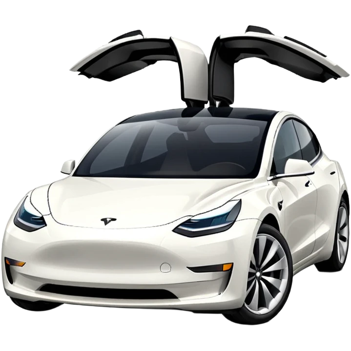 Tesla model 3 white. Icon. In a hurry. No wings  emoji