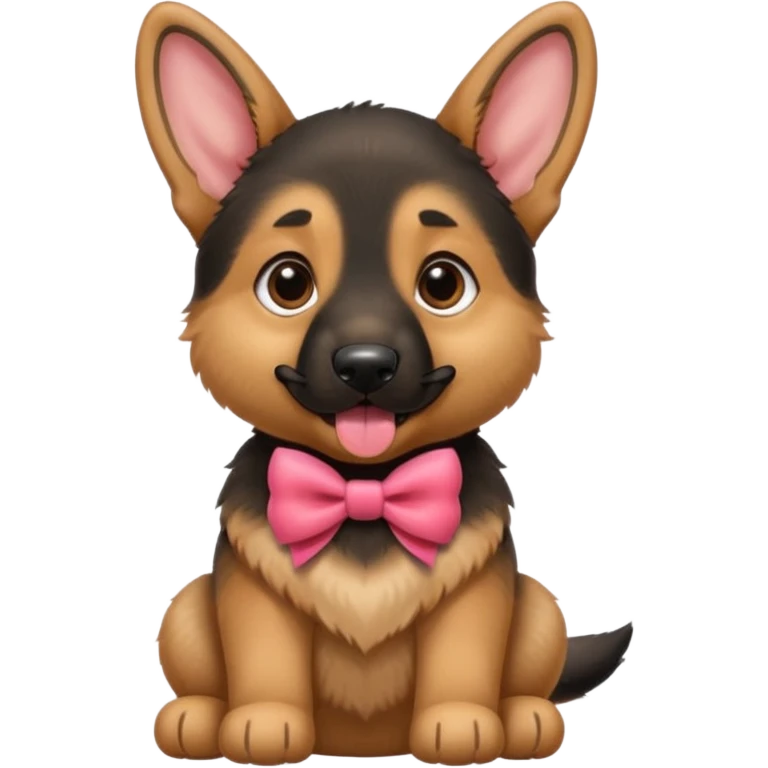 German shepherd puppy with the tonge out, with a bow in the neck, like a gift.  emoji