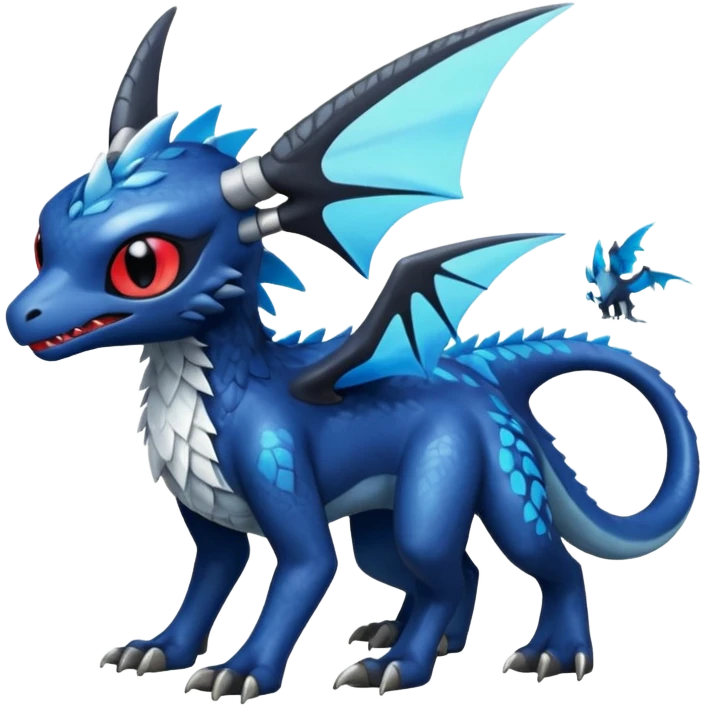 Shiny Blue Colorful Toothless-Trico-Silvally-Fakémon-hybrid-creature (full body)  emoji