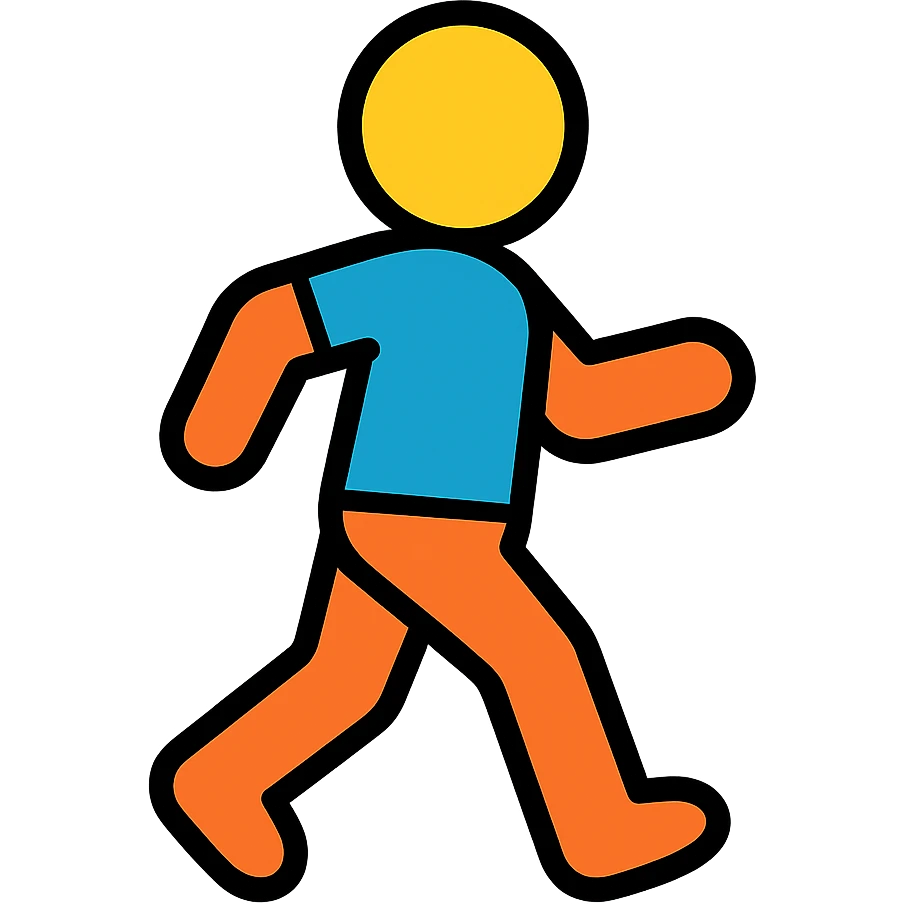 walking stickman, playful and modern color outline style emoji