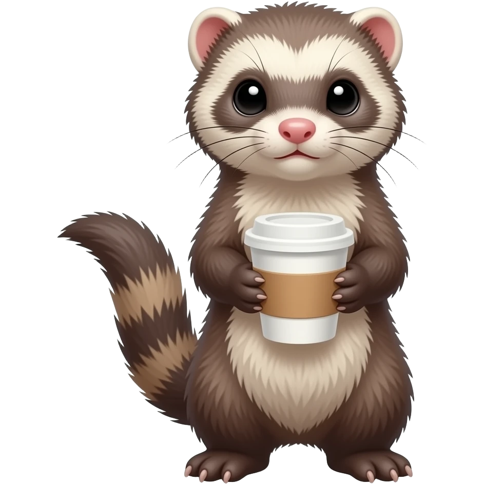 Ferret holding coffee emoji