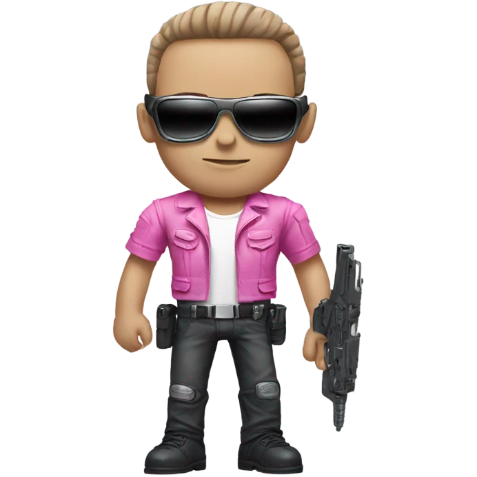 friendly looking terminator wearing pink clothes emoji