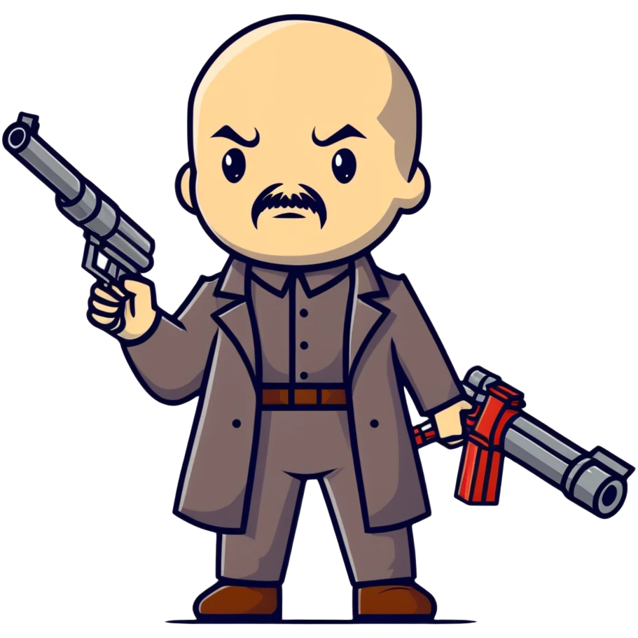 Vladimir Lenin wielding a minigun emoji