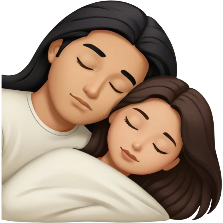 Caramel brown latino Guy with long black hair sleeping with brown hair Filipina emoji