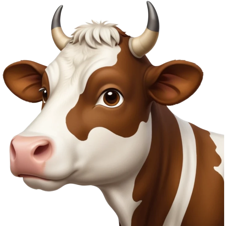cinematic-noble-brown-and-white-cow-portrait-emoji,-poised-and-regal,-with-a-large,-sturdy-build-and-a-beautifully-patterned-hide-of-rich-brown-accented-by-crisp-white-patches,-deep-set-soulful-brown-eyes,-simplified-yet-sharp-and-sophisticated emoji