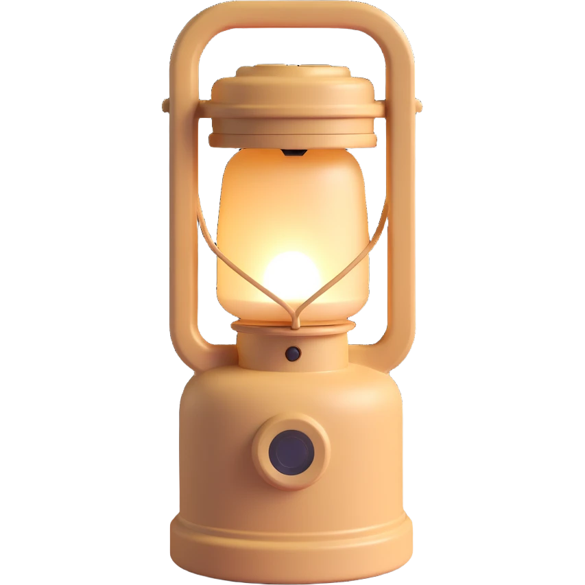 camping lantern, beige, stylish and aesthetic, soft light, 3D effect emoji