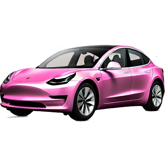 Pink Tesla model 3 television monitor emoji