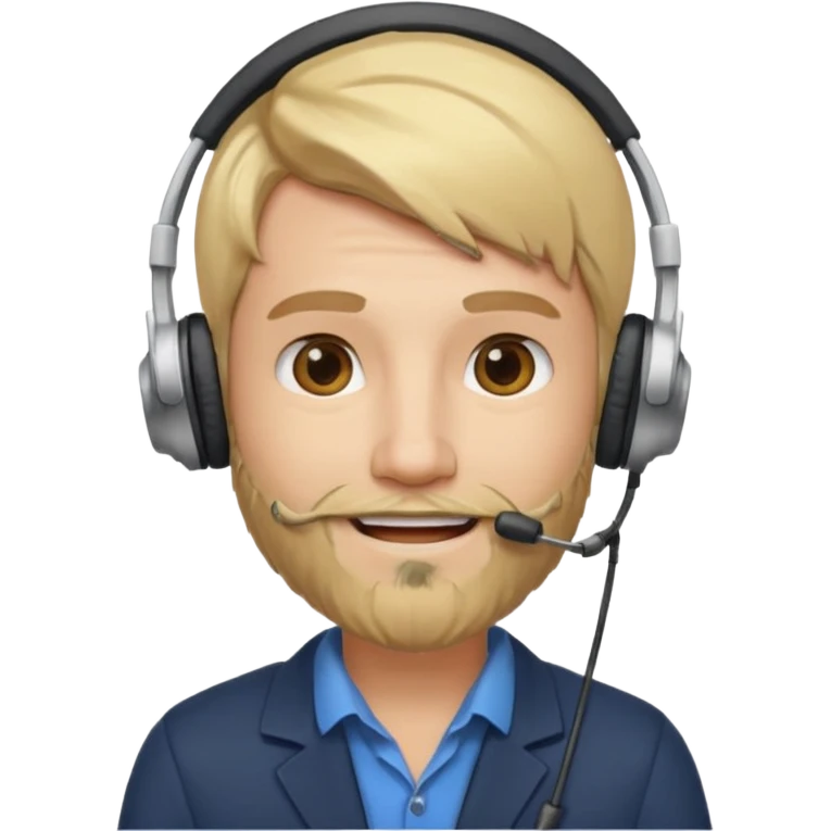 a sales agent with headphones and beard blonde hair smile emoji