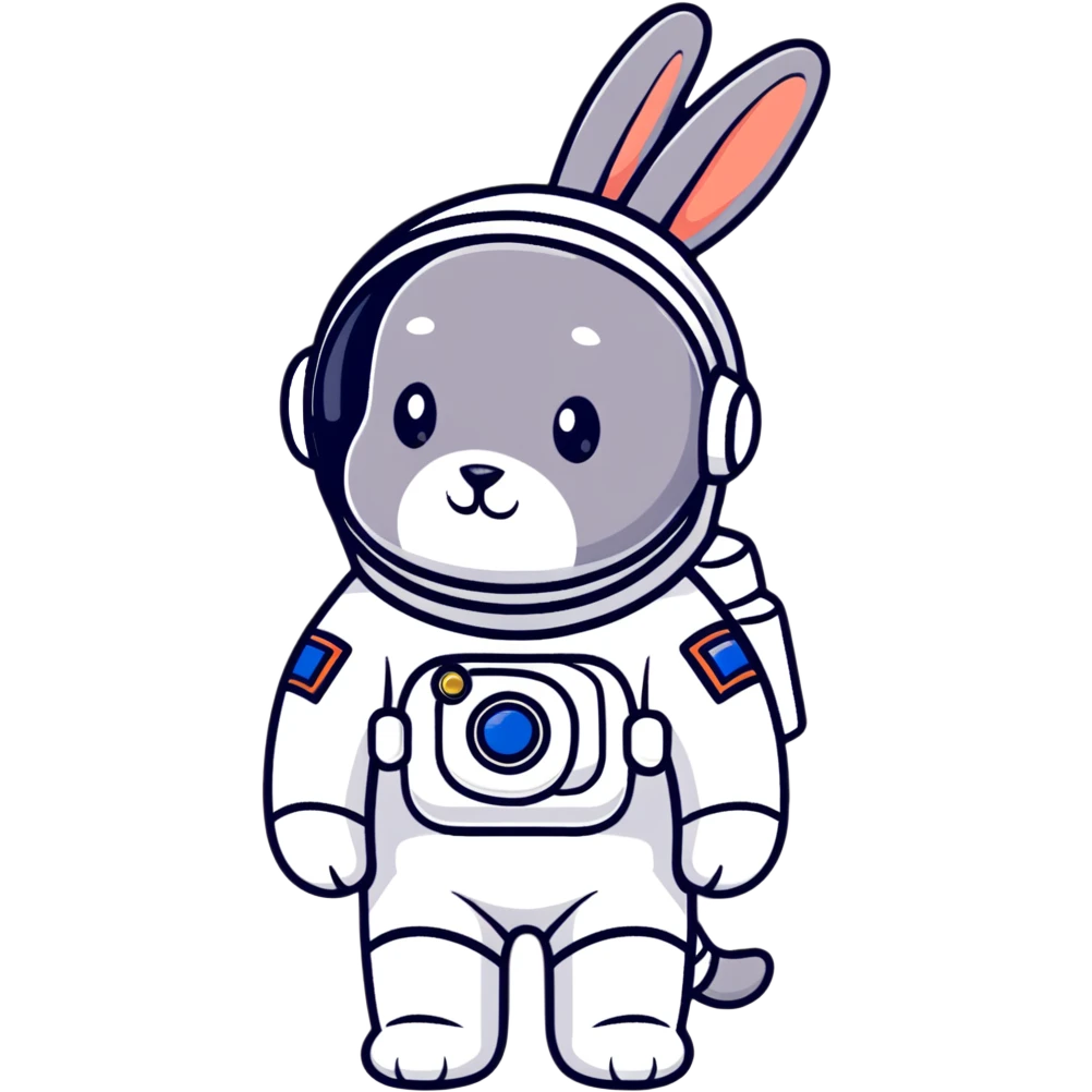 cute hare cosmonaut emoji