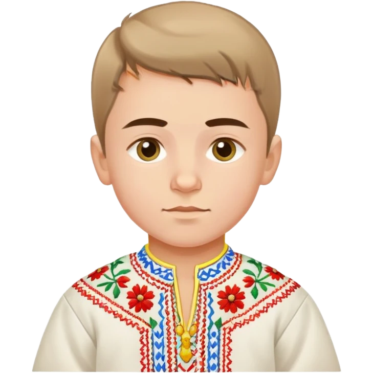 Ukrainian boy in traditional embroidered vyshyvanka shirt emoji