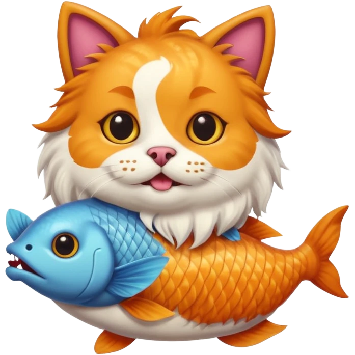 Cat plus a horned fish dog emoji