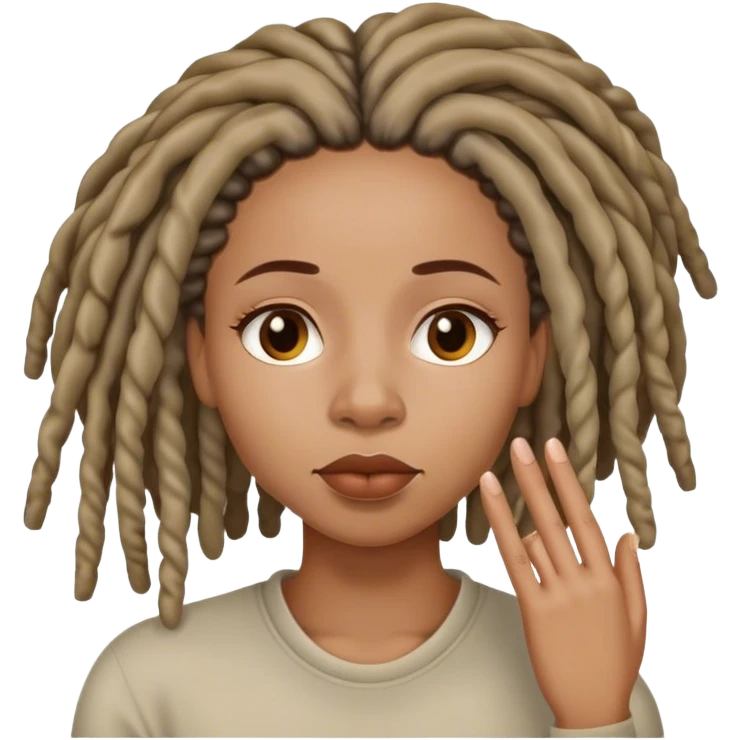 Black woman with locs shushing emoji