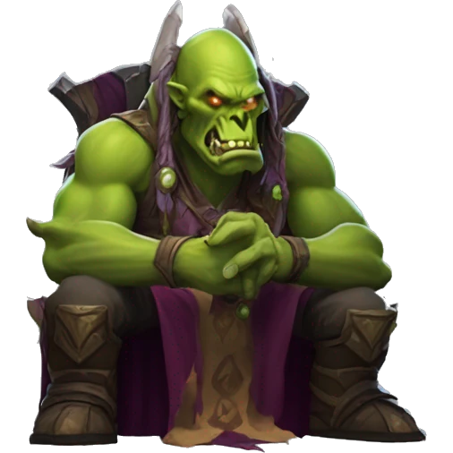 gul'dan from world of warcraft sitting on comput emoji