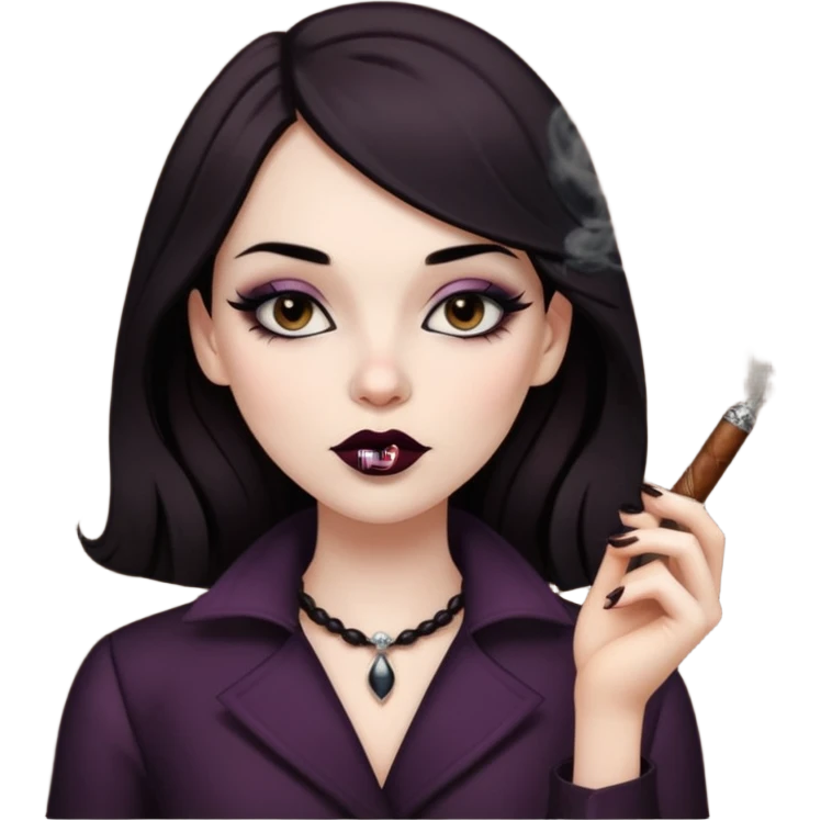 Brown gothic Girl Smoking cigar  emoji