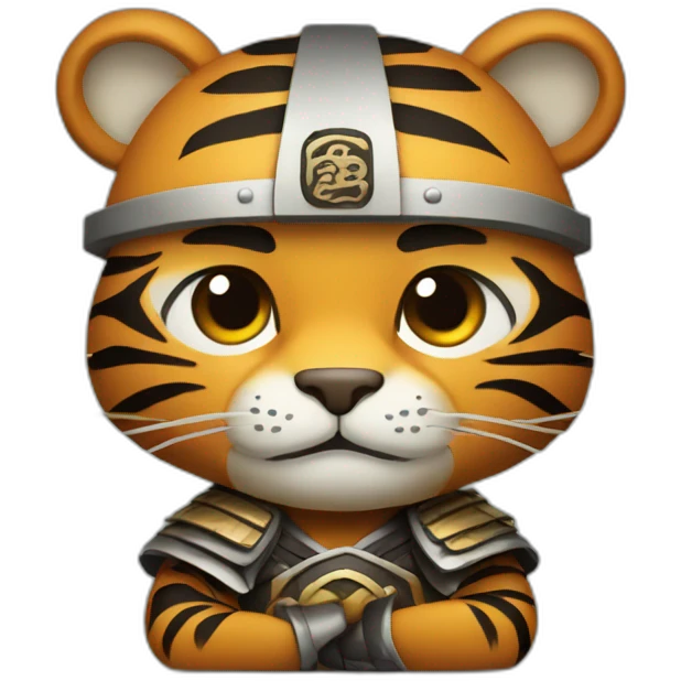 Tiger samurai with his arms crossed emoji