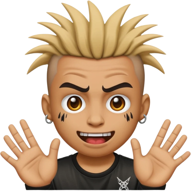punk emoji, hardcore rock face emoji with hands emoji