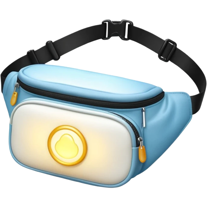 Opened bum bag, showing a bright glowing light emoji