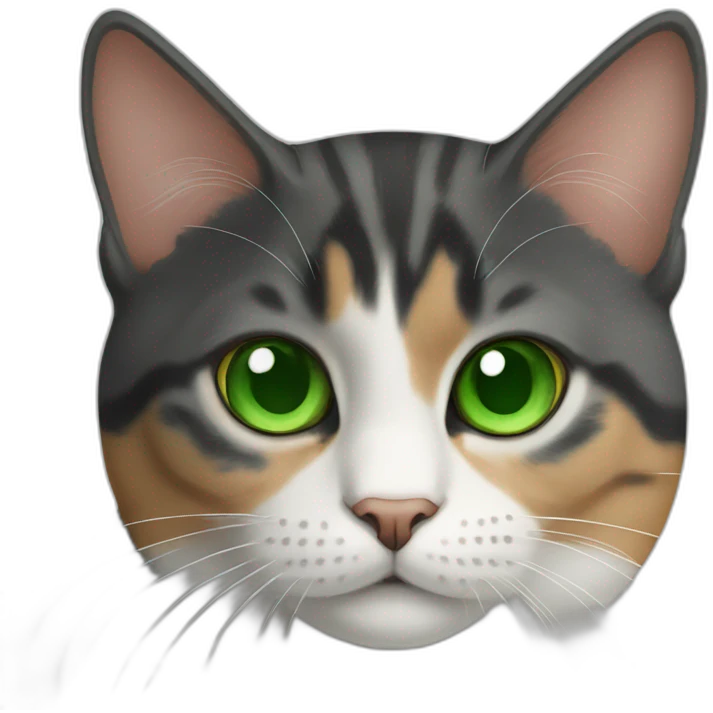 tricolor cat with green eyes emoji