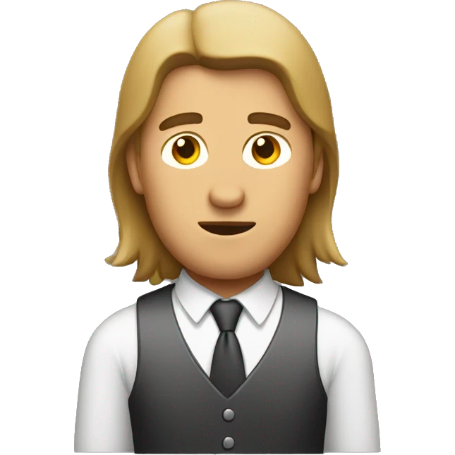 Tan man with mullet staring at the clock emoji