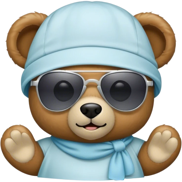 Teddy Bear with sunglasses and a scrub hat emoji