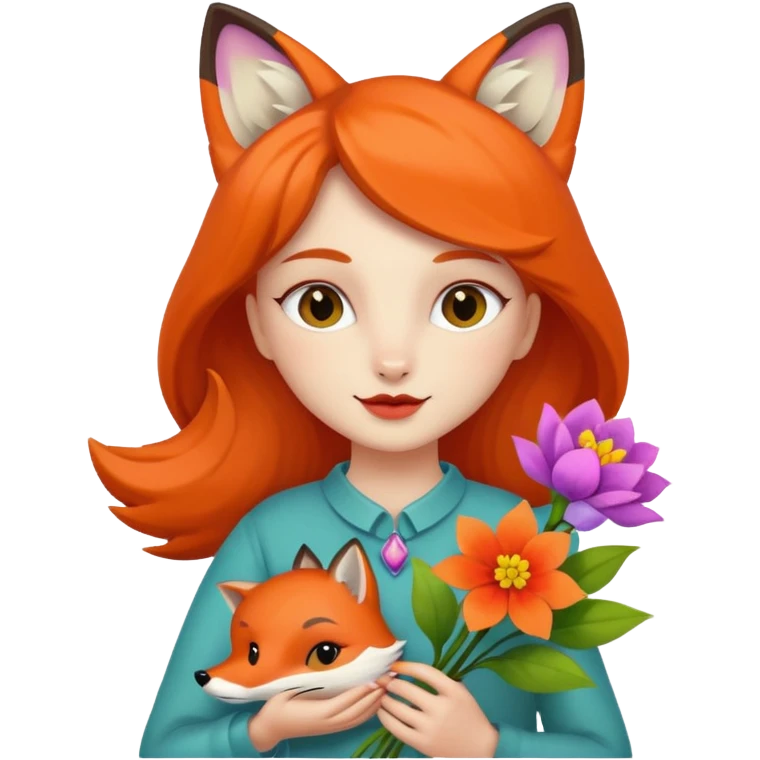 a flower in hand that holds the Fox emoji