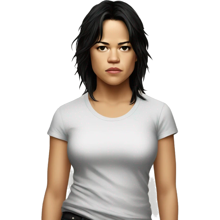 michelle rodriguez serious wearing tee emoji
