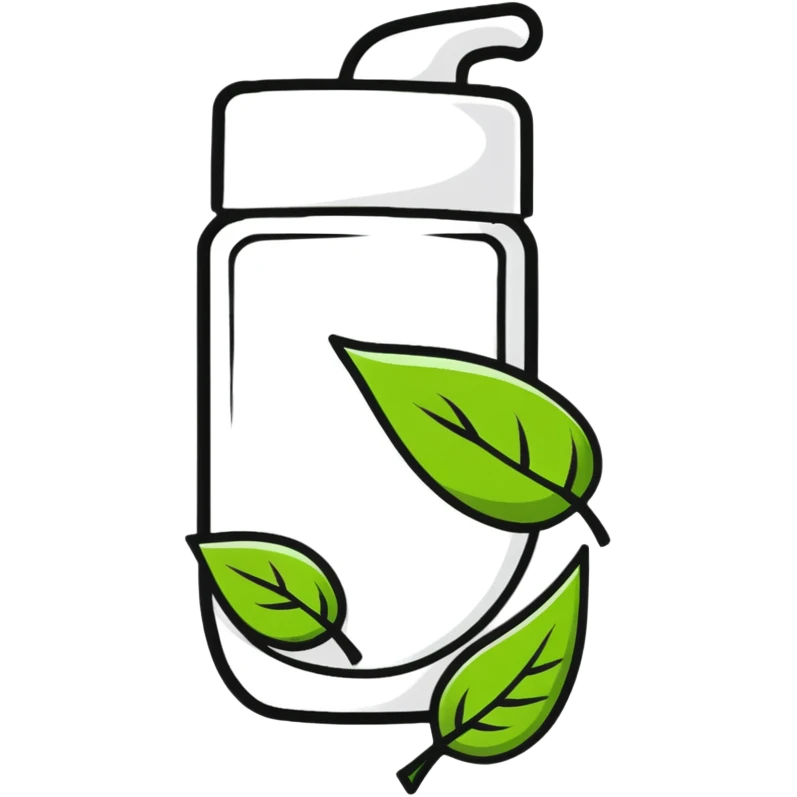 Safe natural skincare product with leaf icon emoji