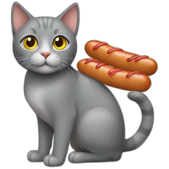 Gray cat with sausages  emoji