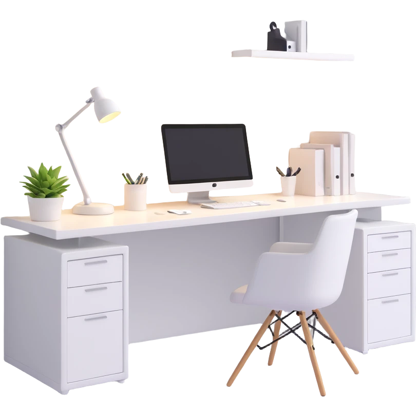 white workspace office with lighting emoji