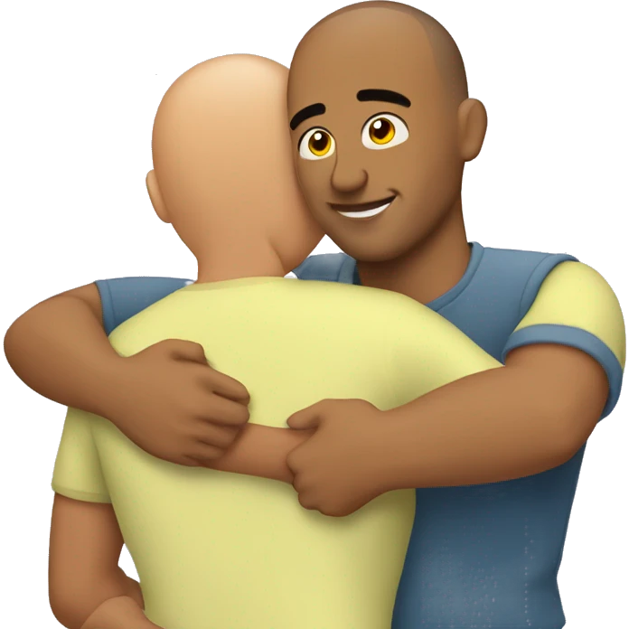 Buzz cut guy hugging a Latin woman emoji