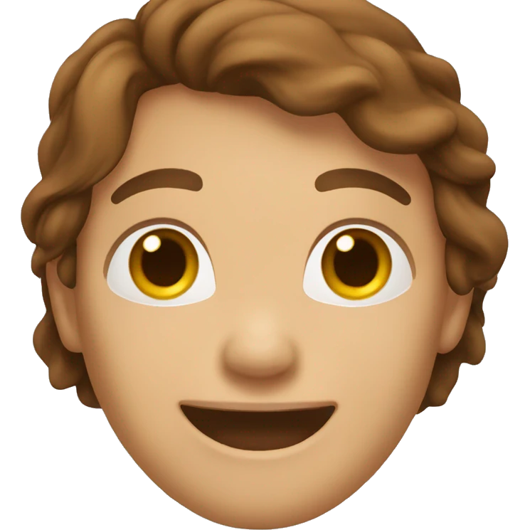 emoji brown hair with happy face, no body emoji
