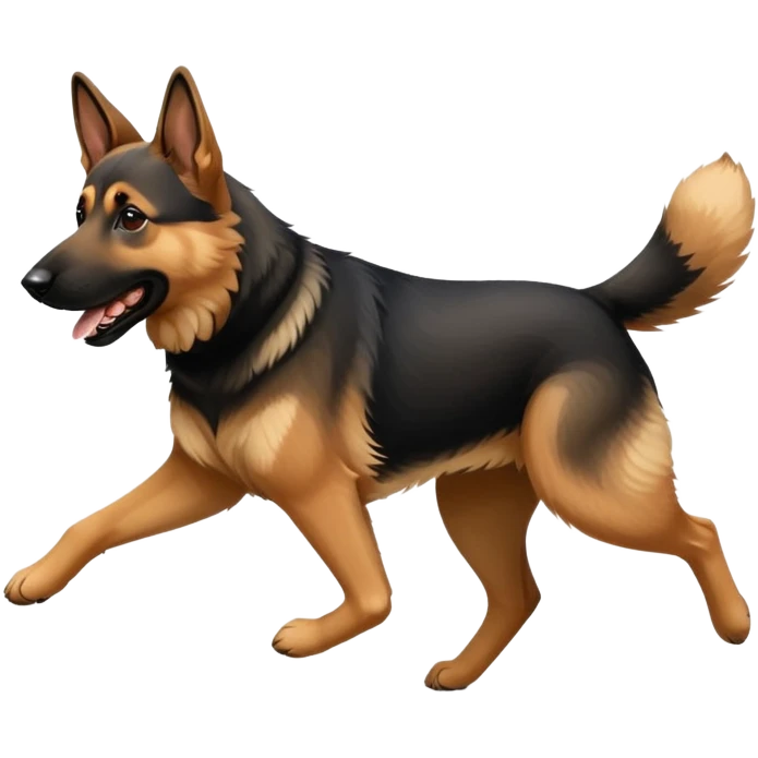 Adult Belgian and German Shepherd mix runs after a ball emoji