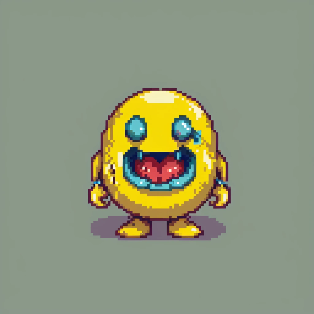 classic yellow Pac-Man character with open mouth in 8-bit style emoji