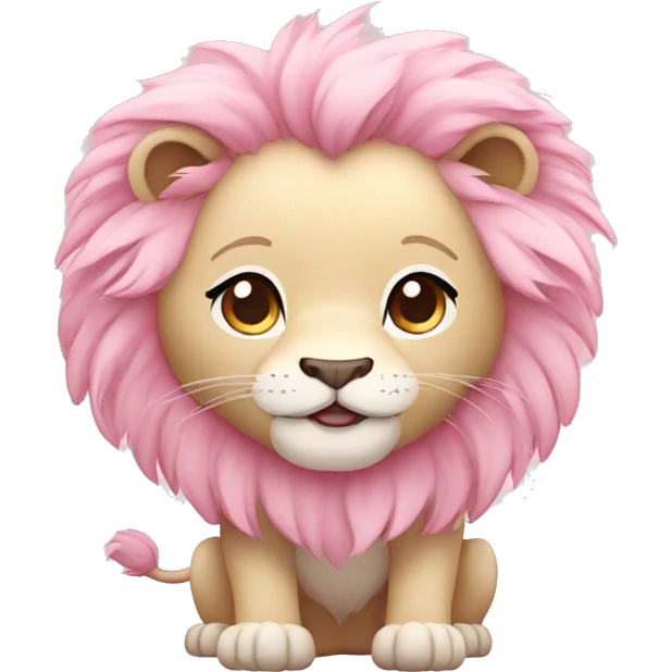 Pastel Pink Chibi Cartoon Lion emoji