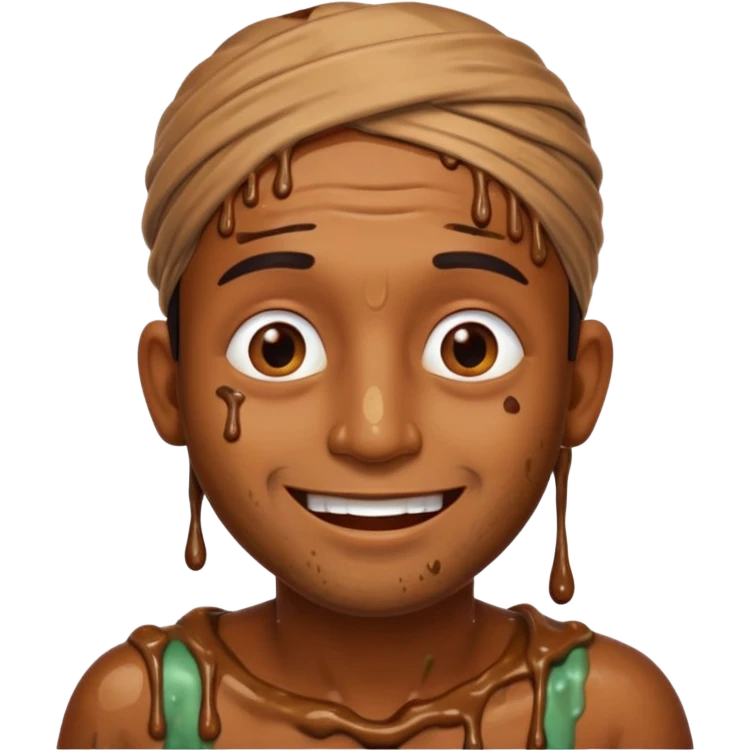 Indian man very dirty with brown slime emoji