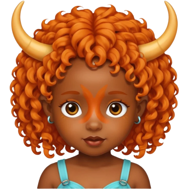black baby girl with horns and orange hair emoji