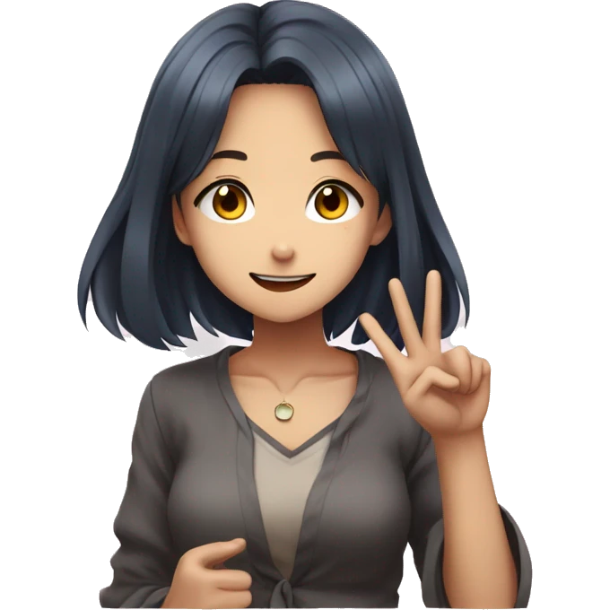 anime girl v sign emoji