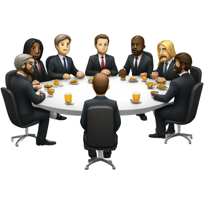 the last supper wearing suits in a modern office emoji