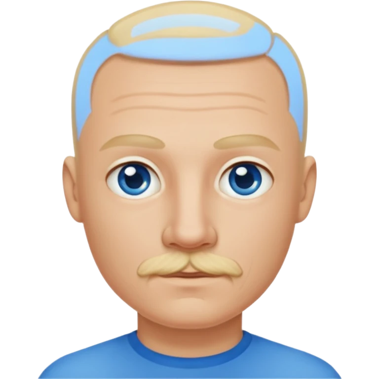 Man shaved head blue eyes blonde mustache emoji