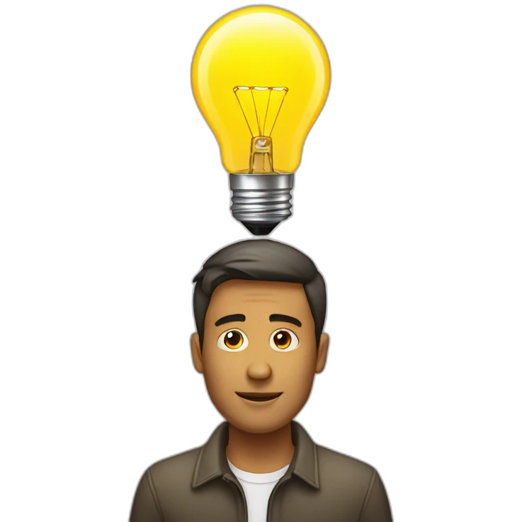 man with light bulb above his head emoji