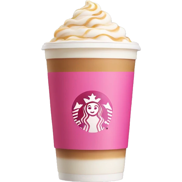 A Starbucks chai with pink on top emoji