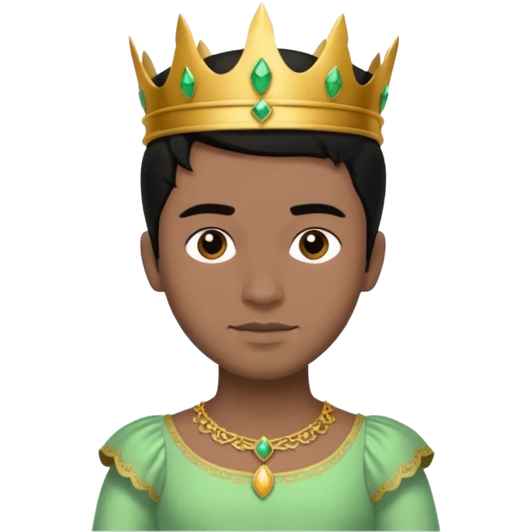 Brown prince with black hair and light green dress emoji