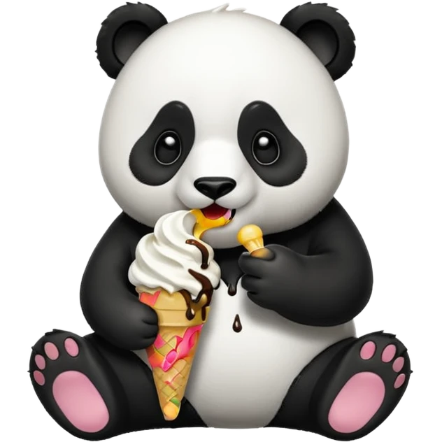 Panda eating ice cream emoji
