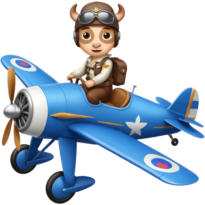  cow pilot riding blue plane emoji