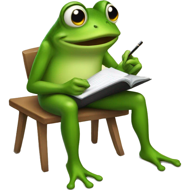 a frog taking notes emoji
