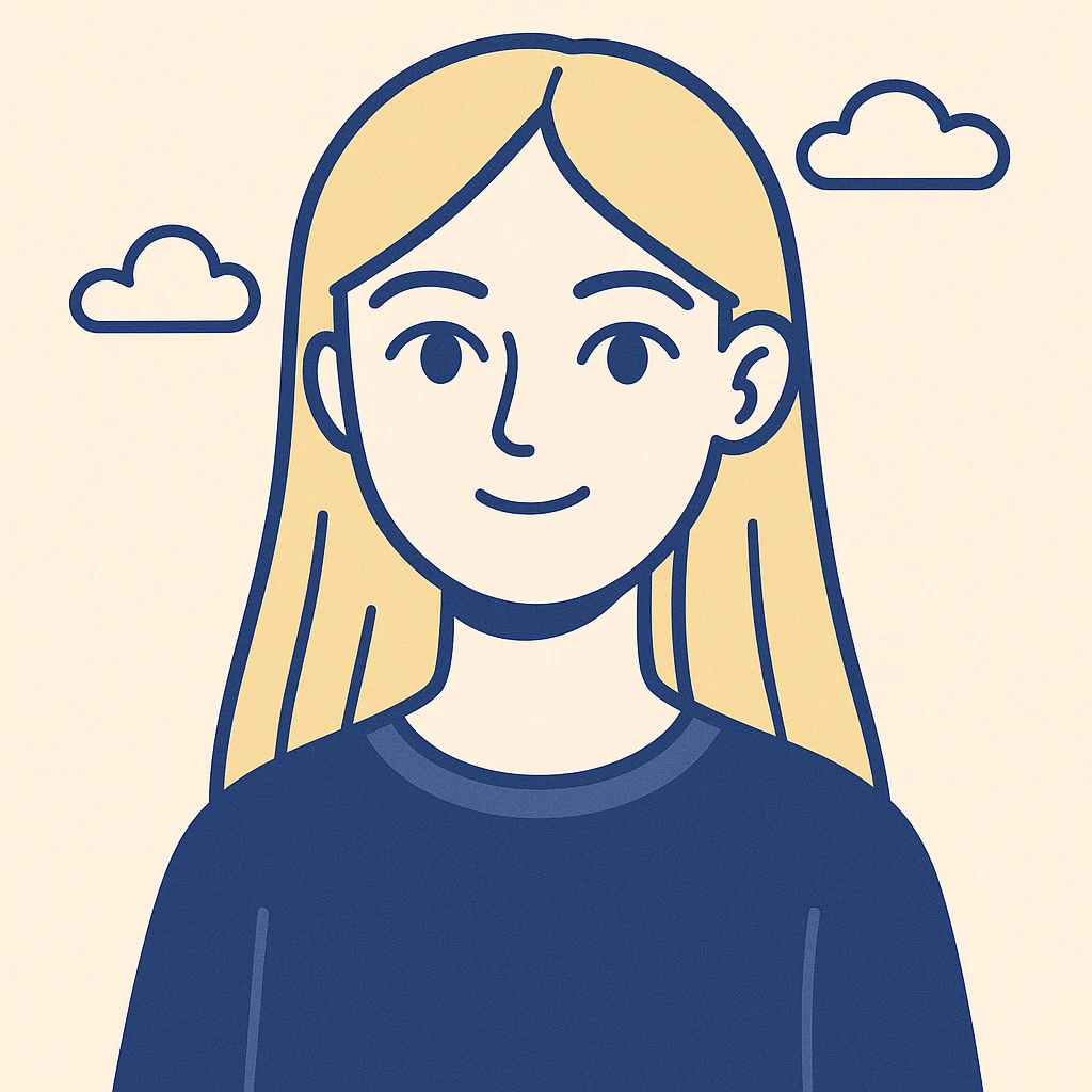 blonde girl, long straight hair, green eyes, cartoon style emoji