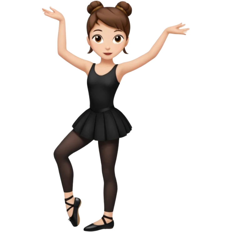 menina cabelos castanhos pele branca com coque vestida de roupas de jazz e sapatilhas pretas emoji