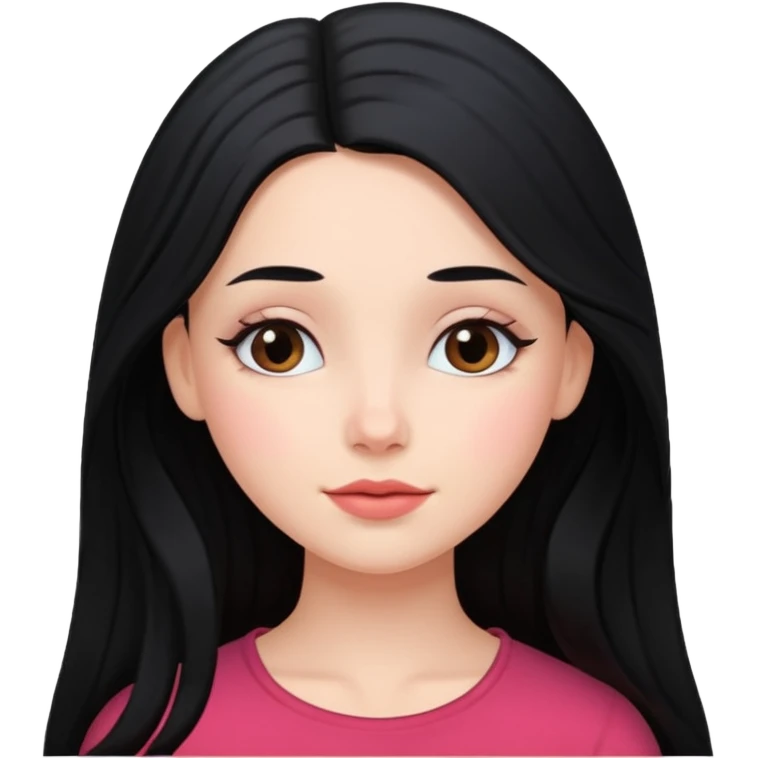 black-haired long hair white young girl looking in love emoji