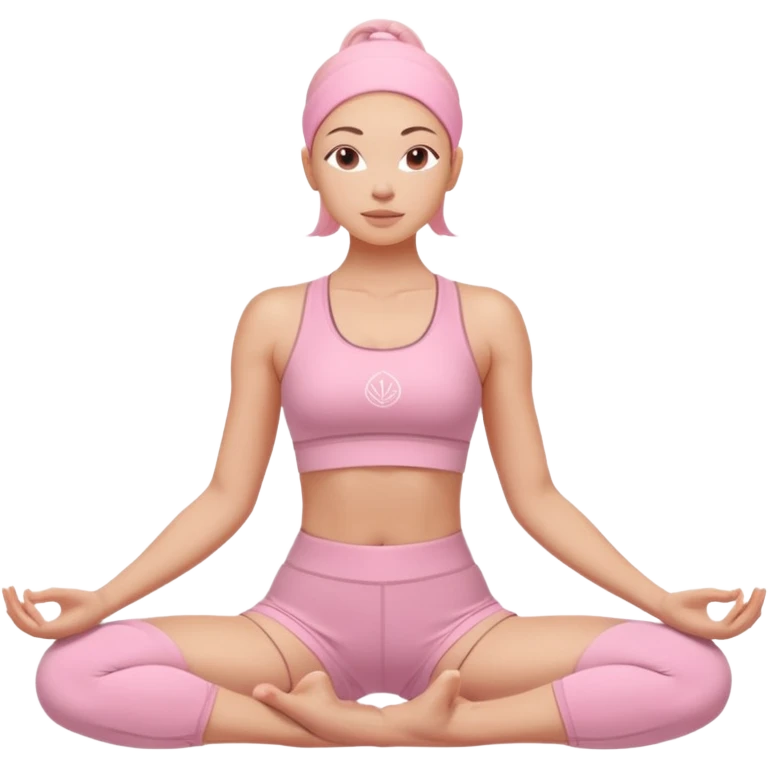 comfortable empowering pink yoga outfit emoji, matching crop top and shorts, subtle contour lines, small logo, soft fabric perfect for yoga emoji